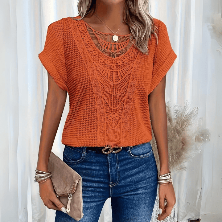 Damenbluse mit Spitze im Ibiza-Stil