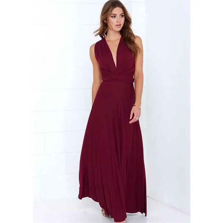 Damen Ärmelloses V-Ausschnitt Fließendes Anlasskleid – Elegante Party Mode