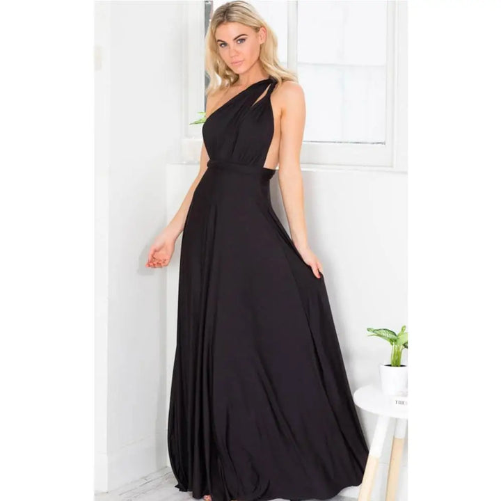Damen Ärmelloses V-Ausschnitt Fließendes Anlasskleid – Elegante Party Mode