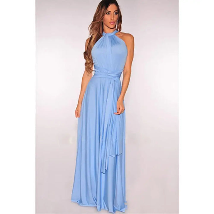 Damen Ärmelloses V-Ausschnitt Fließendes Anlasskleid – Elegante Party Mode