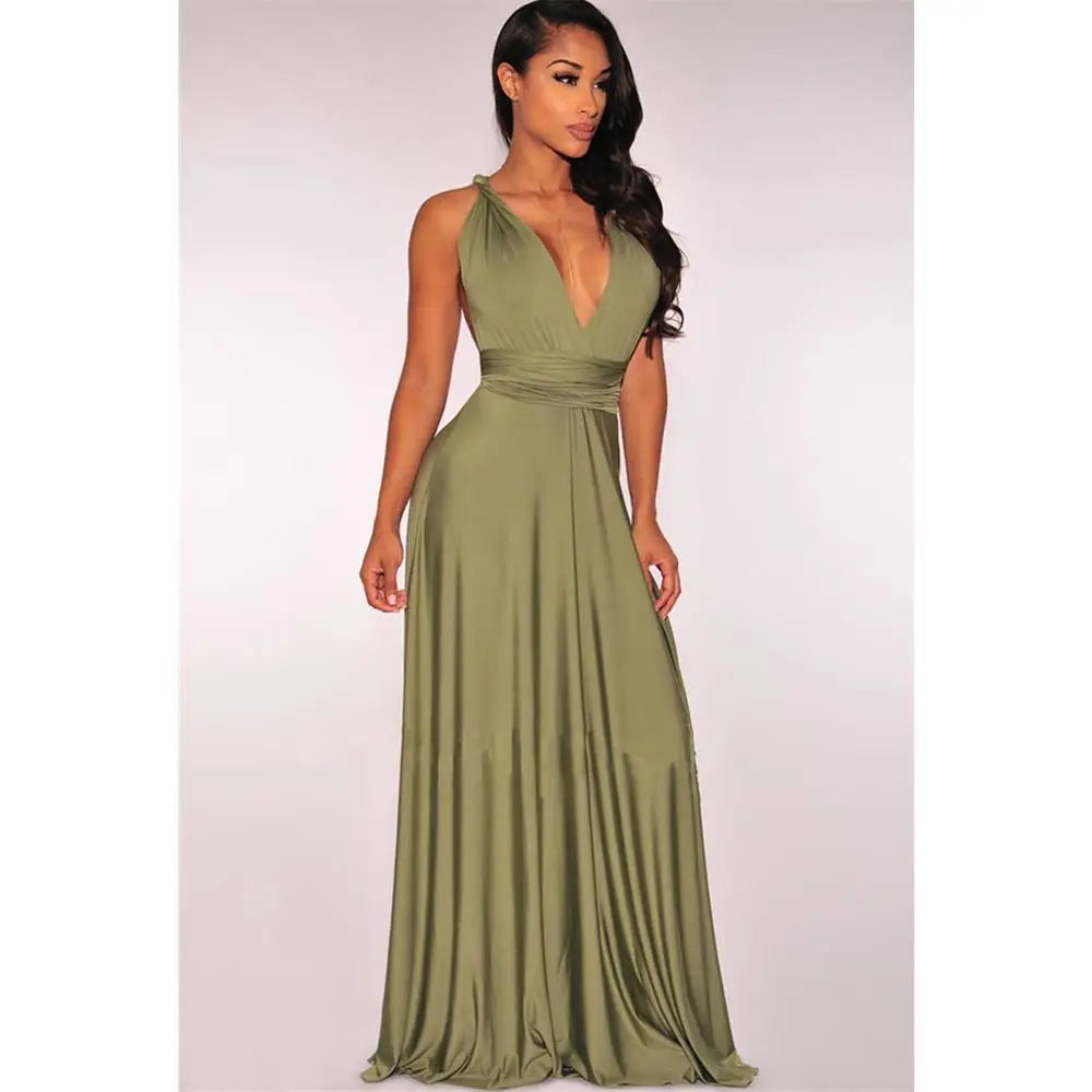 Damen Ärmelloses V-Ausschnitt Fließendes Anlasskleid – Elegante Party Mode