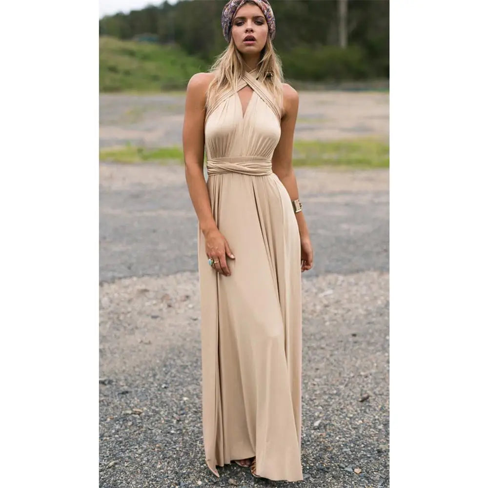 Damen Ärmelloses V-Ausschnitt Fließendes Anlasskleid – Elegante Party Mode