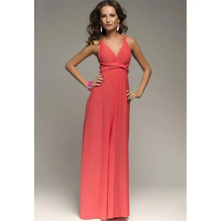 Damen Ärmelloses V-Ausschnitt Fließendes Anlasskleid – Elegante Party Mode