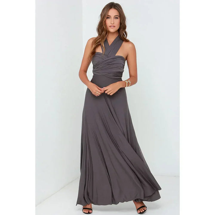 Damen Ärmelloses V-Ausschnitt Fließendes Anlasskleid – Elegante Party Mode