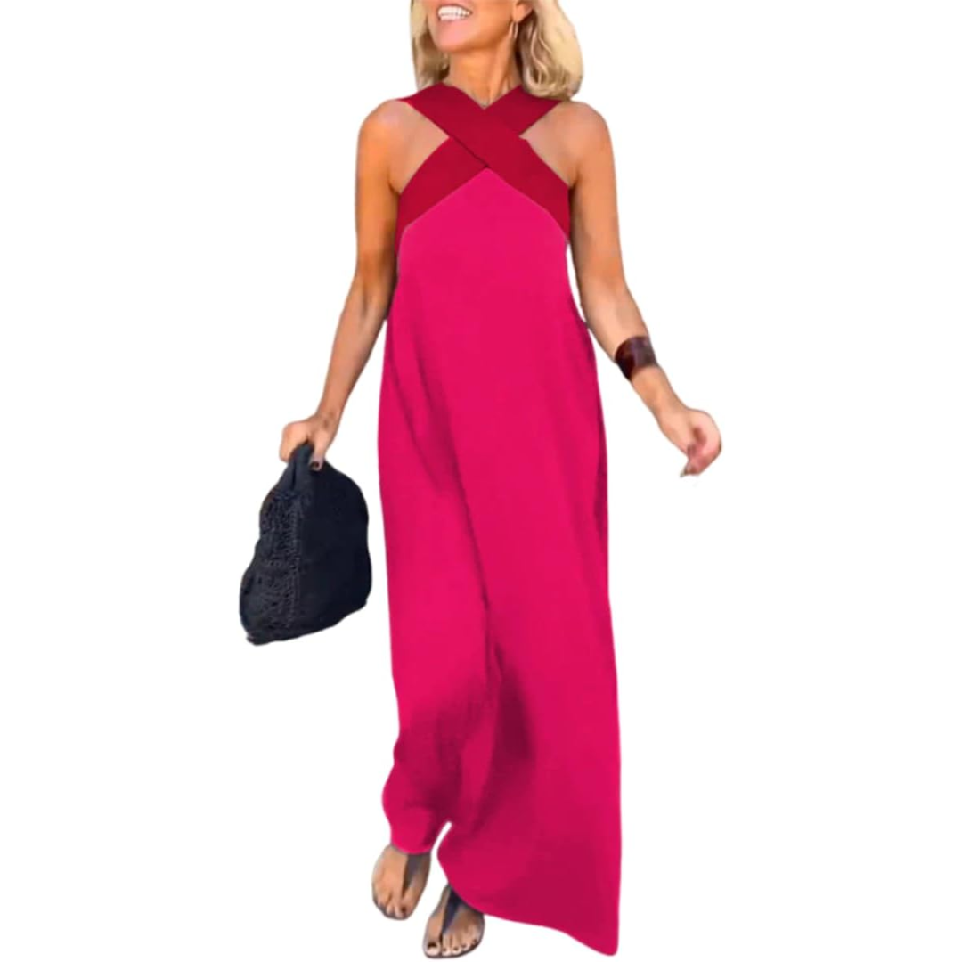 Damen Langkleid Mit Überkreuztem Rücken