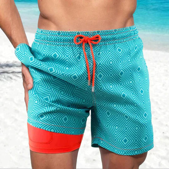 Herren Schnelltrocknende Badehose Mit Kompressions-Innenshorts – Sportliche Strandshorts