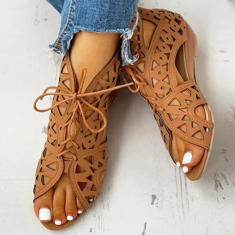 Heidi-Mode | Gladiator Stiefel Sandalen Freizeit Keilabsatz Komfort Frauen Schuhe 0