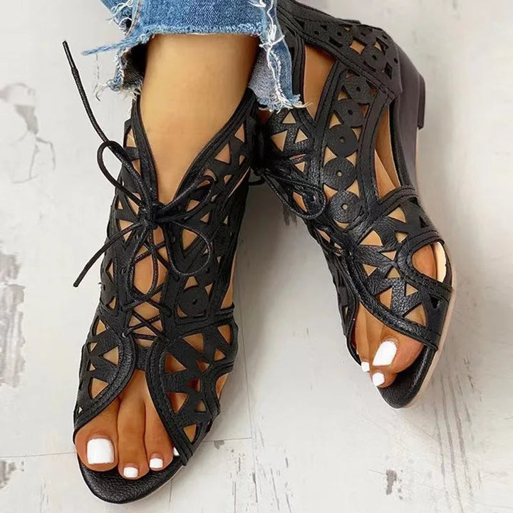 Heidi-Mode | Gladiator Stiefel Sandalen Freizeit Keilabsatz Komfort Frauen Schuhe 1