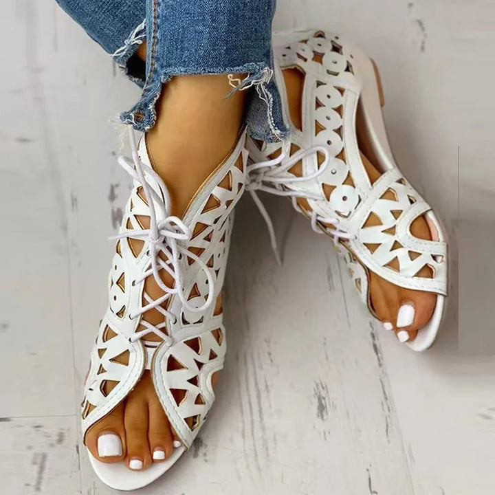 Heidi-Mode | Gladiator Stiefel Sandalen Freizeit Keilabsatz Komfort Frauen Schuhe 2