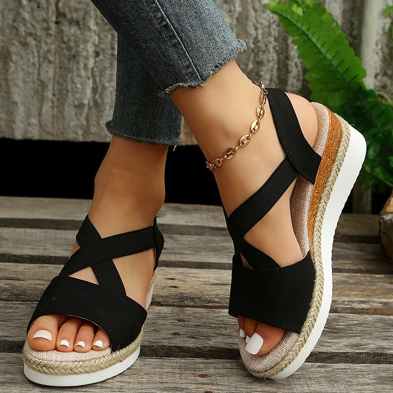 Heidi-Mode | Keilsandalen Kreuzriemen Plateau Gladiator 0