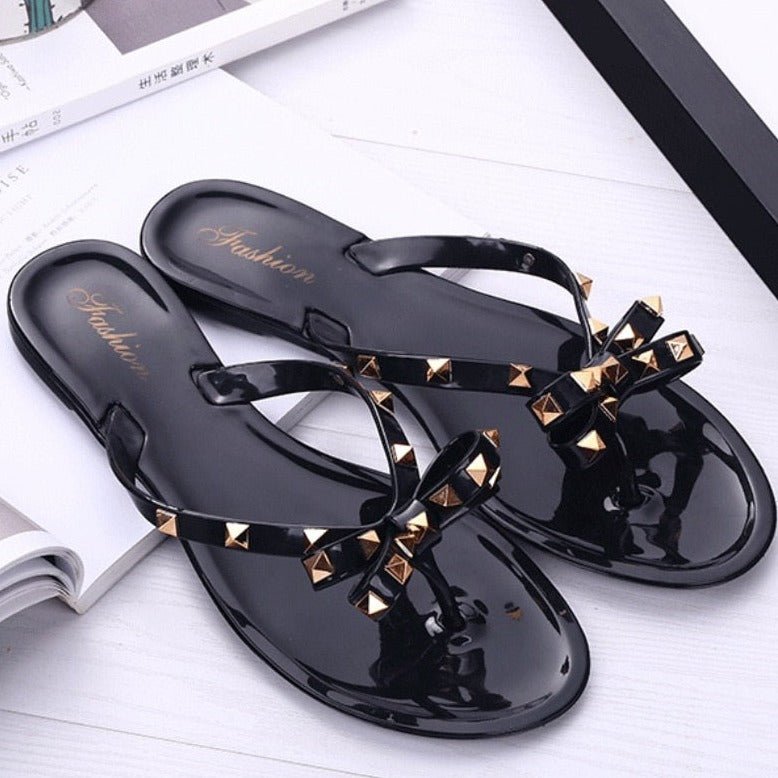 Heidi-Mode | Nieten-Schleifenknoten Flip-Flops Sandalen 0
