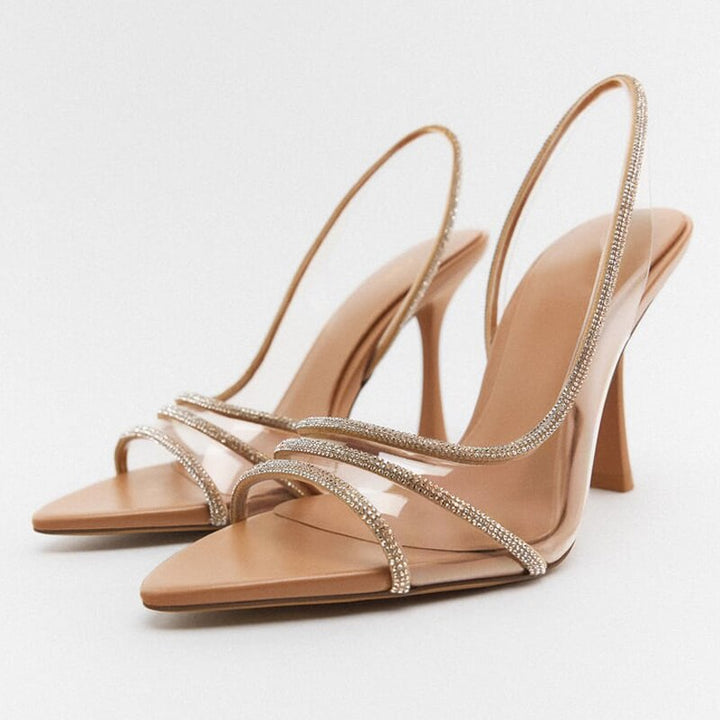 Heidi-Mode |  Elegante High-Heeled Sandalen - Stiletto Slingback Peep Toe Schuhe 0