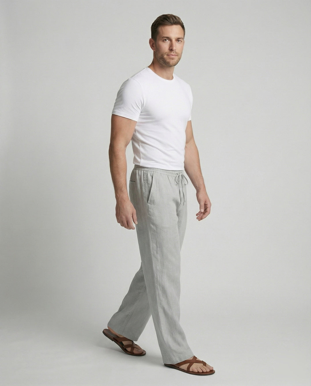 Herren lässige Leinen-Loungehose im Zen-Stil 2