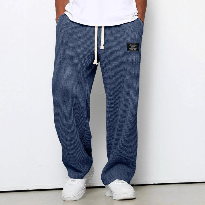 Herren-Loungewear-Hose mit weitem Bein und lockerer Passform – Wabenstruktur