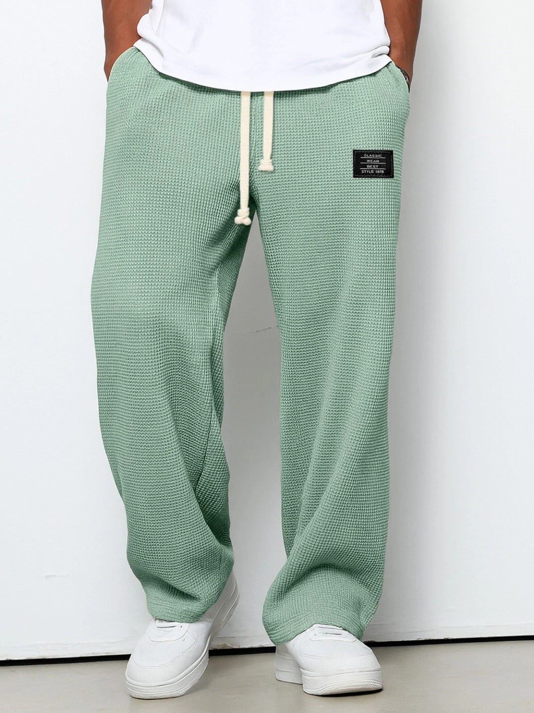 Herren-Loungewear-Hose mit weitem Bein und lockerer Passform – Wabenstruktur