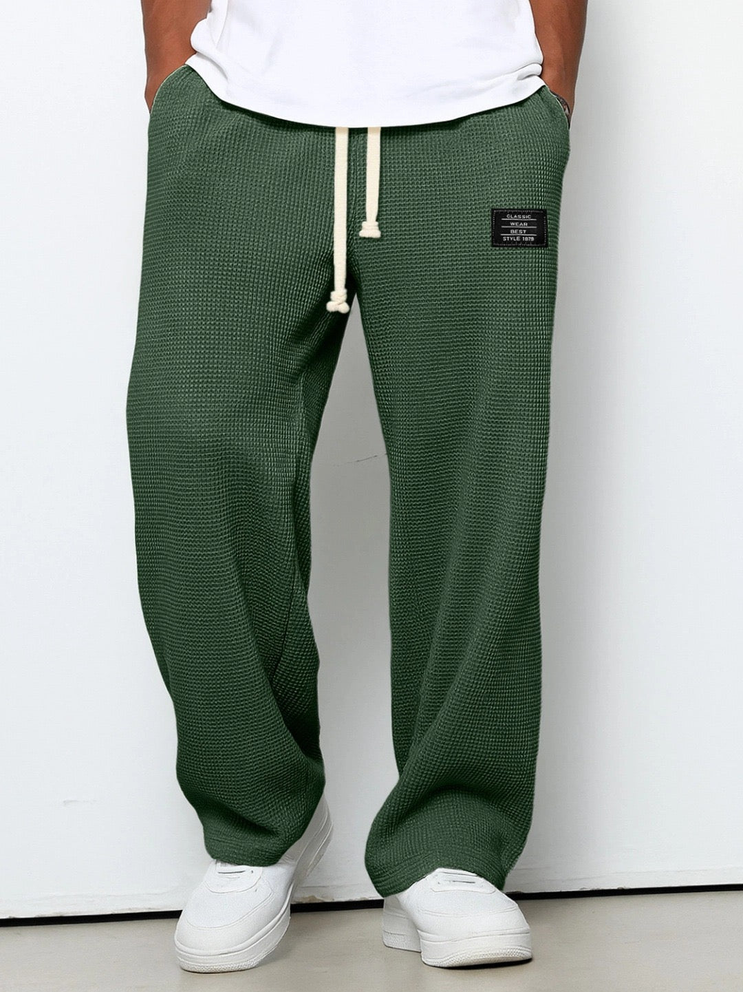 Herren-Loungewear-Hose mit weitem Bein und lockerer Passform – Wabenstruktur