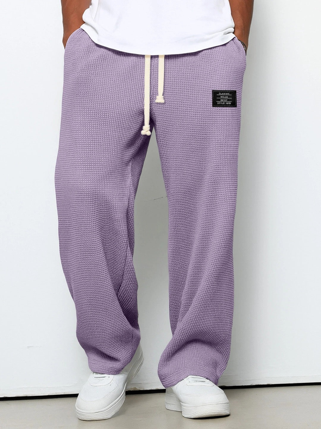 Herren-Loungewear-Hose mit weitem Bein und lockerer Passform – Wabenstruktur