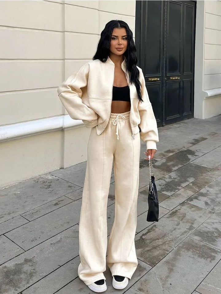 Damen Lässiges Passendes Trainingsanzug Set – Bequemes Zweiteiler Outfit