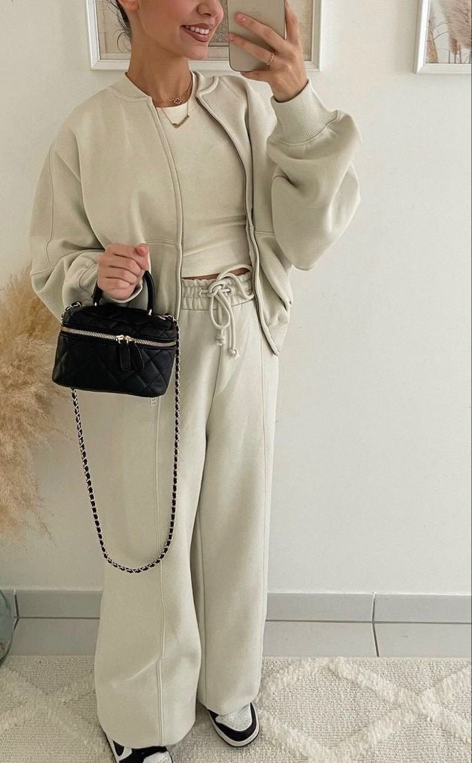 Damen Lässiges Passendes Trainingsanzug Set – Bequemes Zweiteiler Outfit