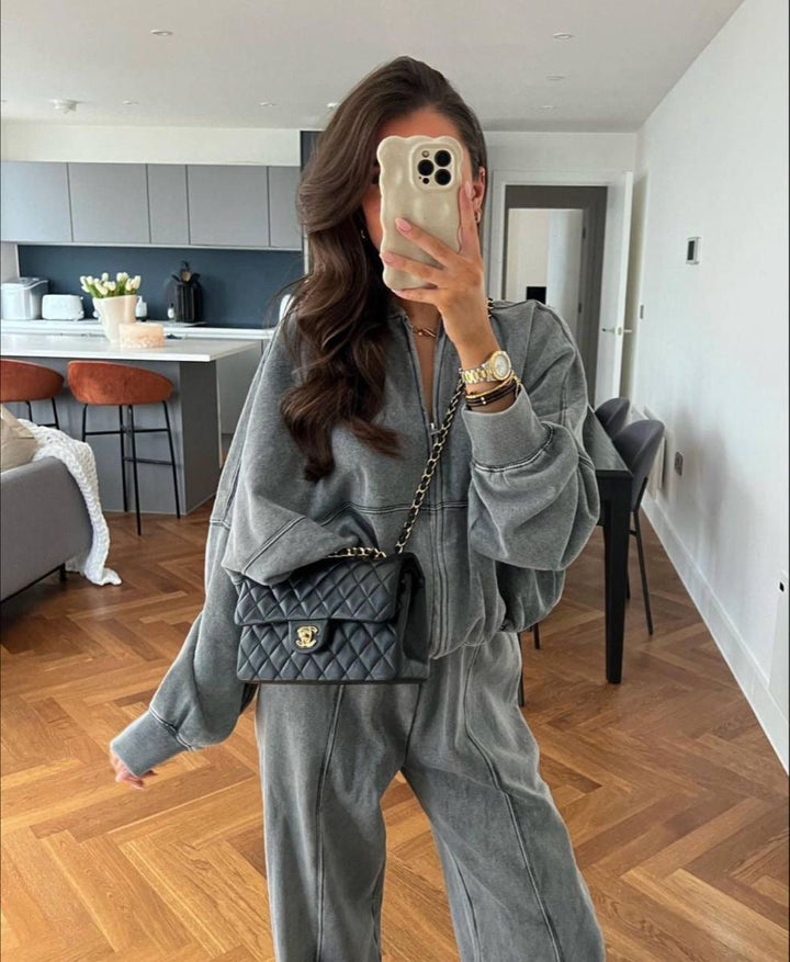 Damen Lässiges Passendes Trainingsanzug Set – Bequemes Zweiteiler Outfit