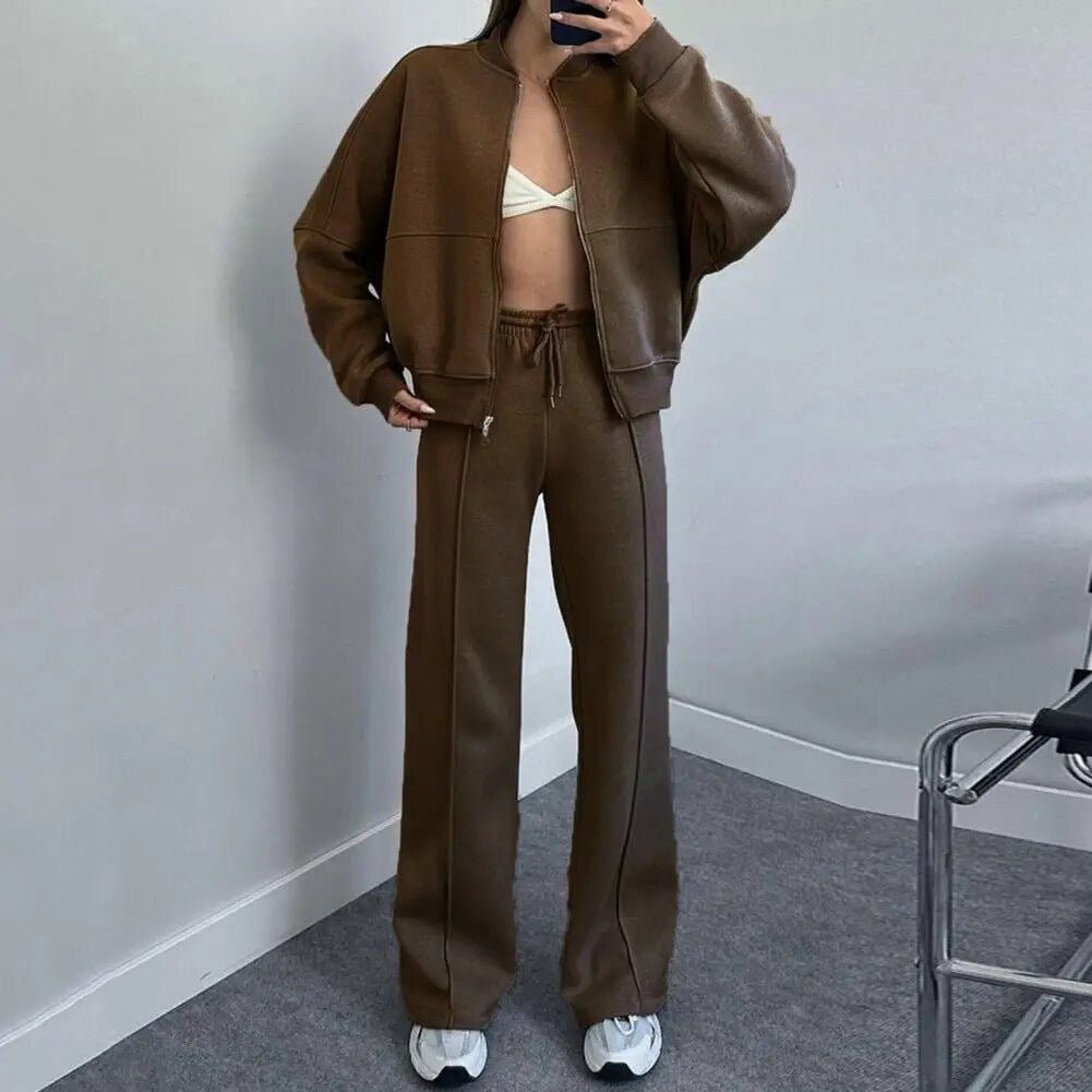 Damen Lässiges Passendes Trainingsanzug Set – Bequemes Zweiteiler Outfit