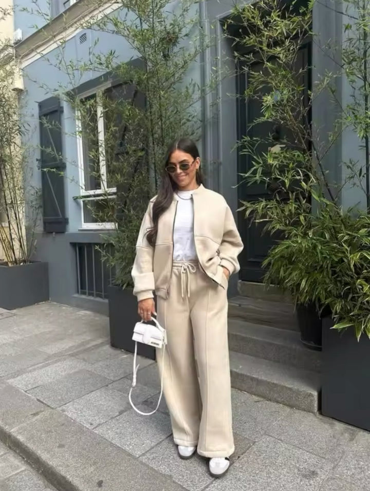 Damen Lässiges Passendes Trainingsanzug Set – Bequemes Zweiteiler Outfit