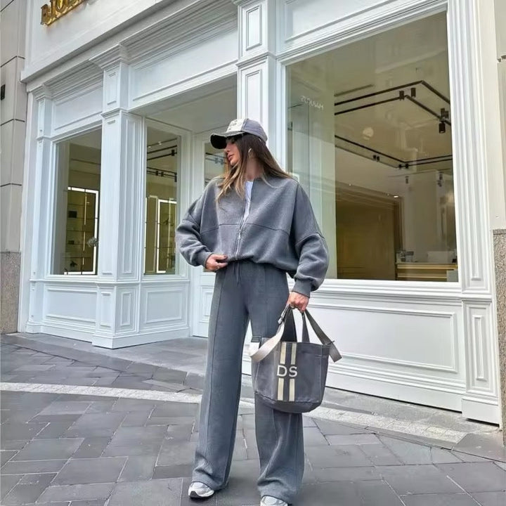 Damen Lässiges Passendes Trainingsanzug Set – Bequemes Zweiteiler Outfit