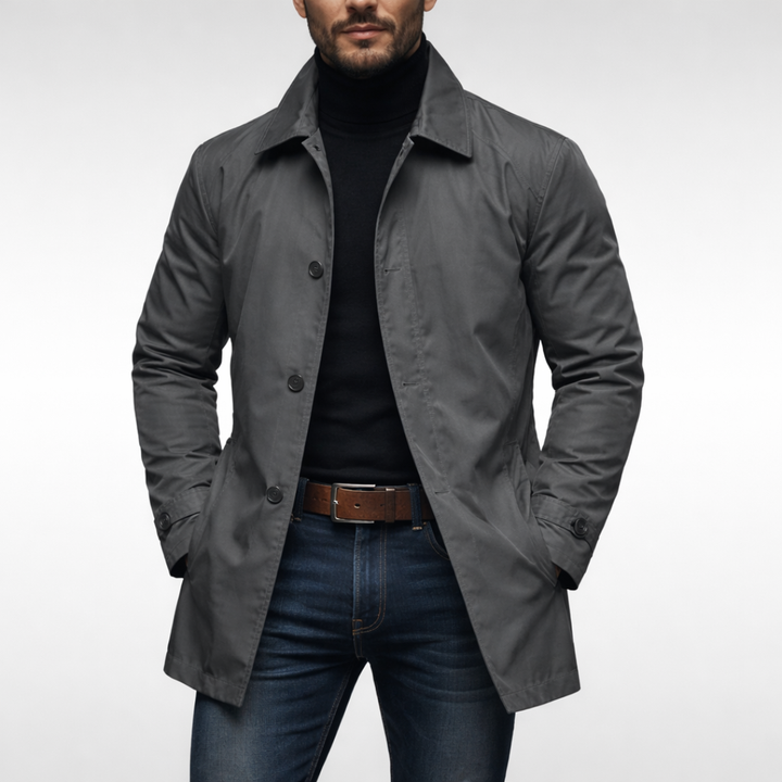 Herren Wetterfester Mantel Mit Knopfleiste – Winddichte Wasserdichte Jacke