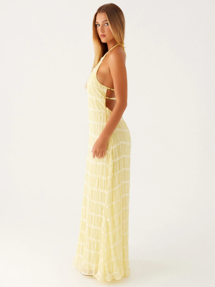 Halter Neck Raffung Kleid Für Damen