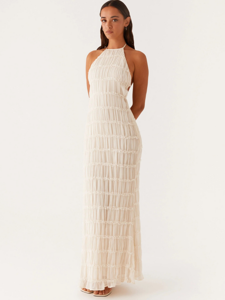 Halter Neck Raffung Kleid Für Damen