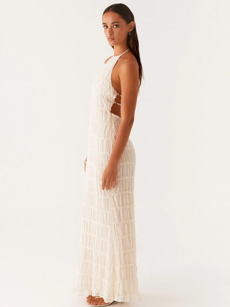 Halter Neck Raffung Kleid Für Damen