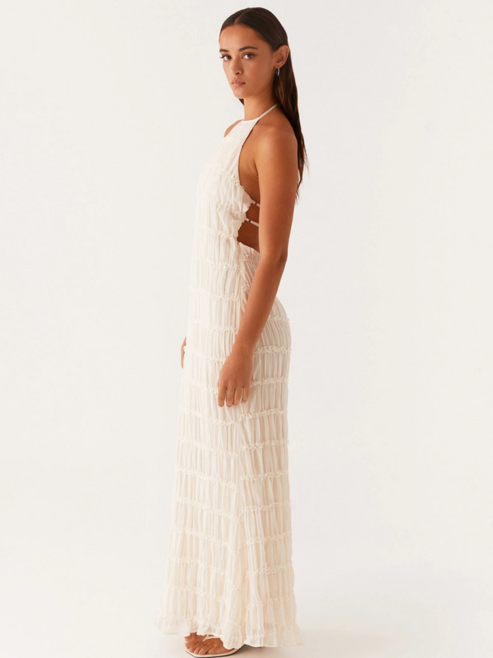 Halter Neck Raffung Kleid Für Damen