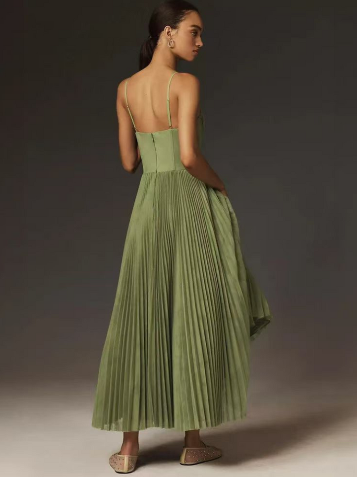 Damen Ärmelloses Korsett Faltenkleid