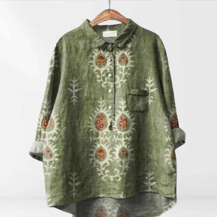 Saphara – Baumwollhemd mit leuchtendem Print