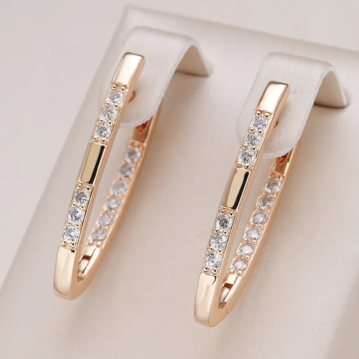 Geometrische Zirkonia-Ohrhänger in Roségold für Damen – Eleganter und trendiger Schmuck