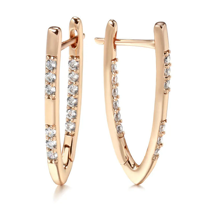 Geometrische Zirkonia-Ohrhänger in Roségold für Damen – Eleganter und trendiger Schmuck
