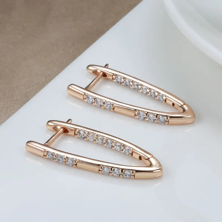 Geometrische Zirkonia-Ohrhänger in Roségold für Damen – Eleganter und trendiger Schmuck