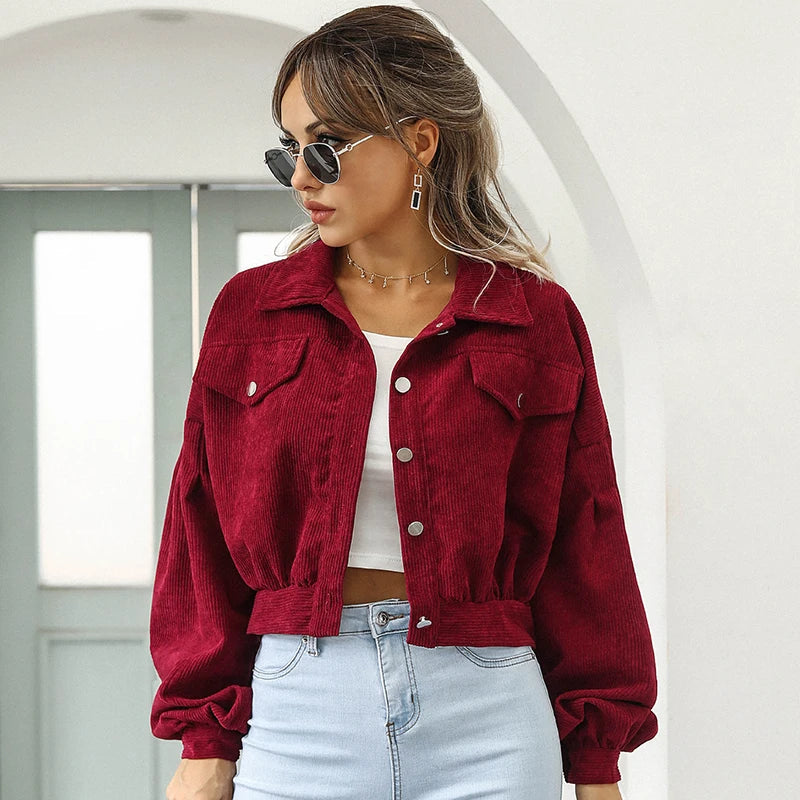 Kurze Cord Jacke für Damen – Lässiger Retro-Look für jeden Anlass 2