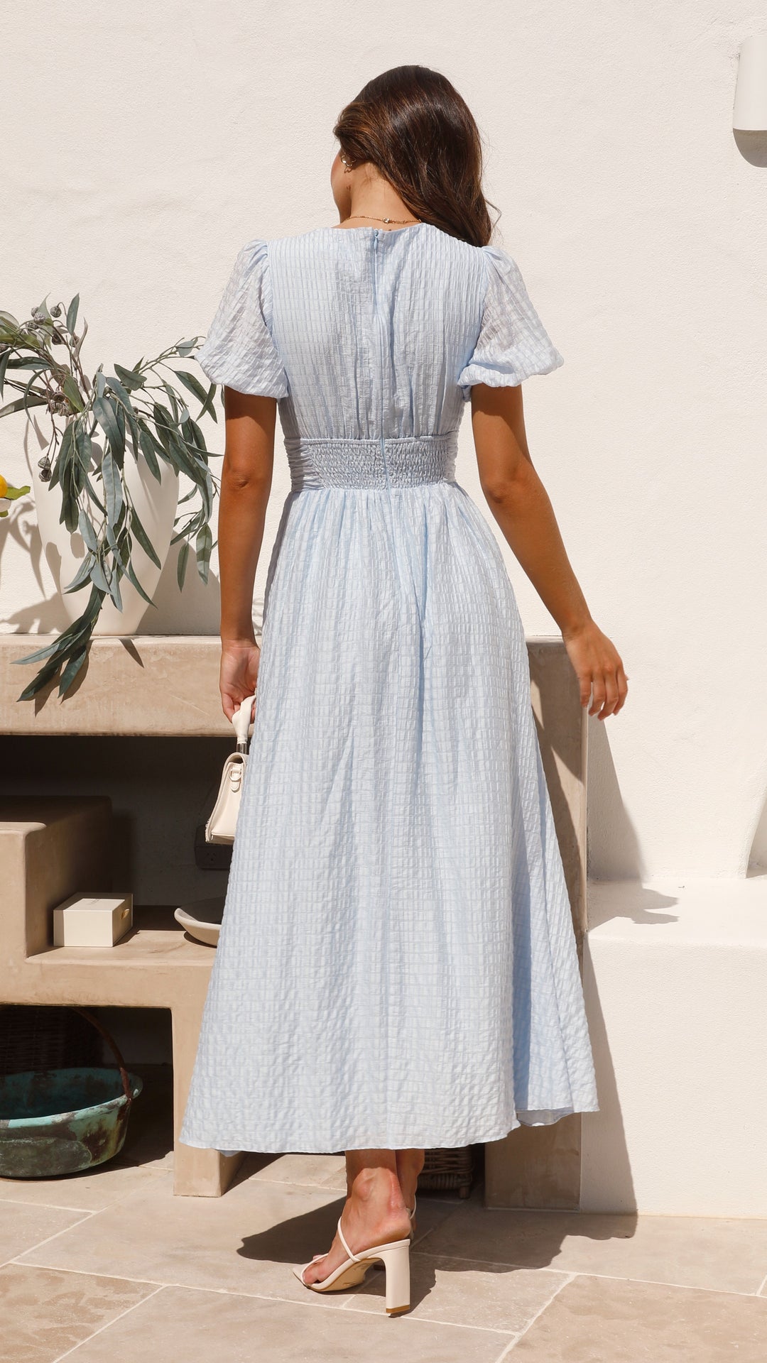Damen Sommer Midikleid Mit V Ausschnitt