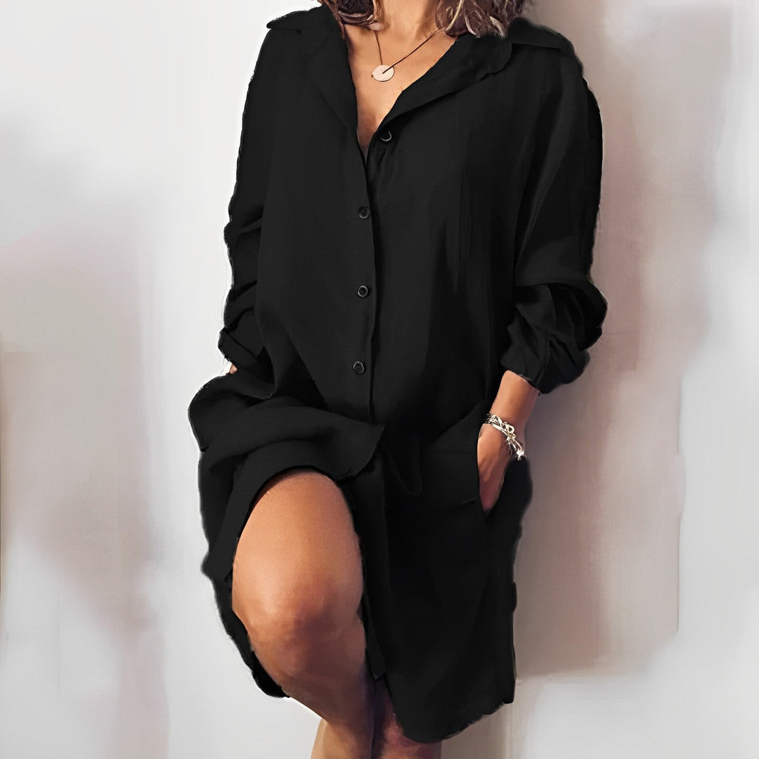 Langärmeliges Baumwoll-Kleid 2