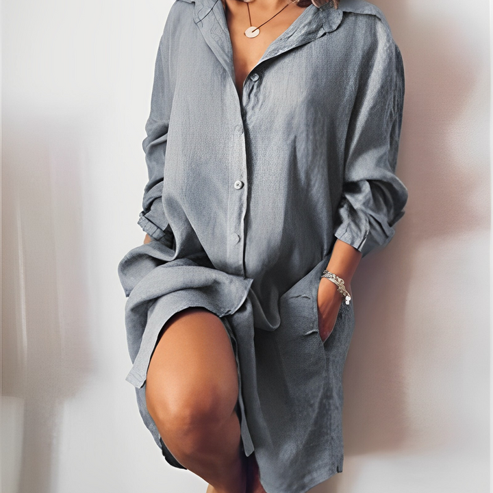 Langärmeliges Baumwoll-Kleid 4