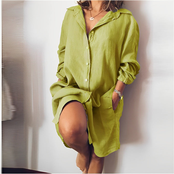 Langärmeliges Baumwoll-Kleid 7