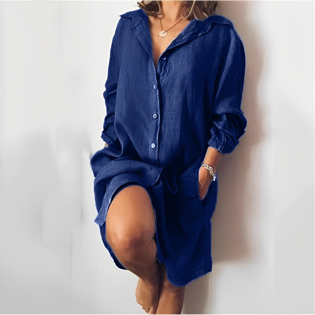 Langärmeliges Baumwoll-Kleid 8