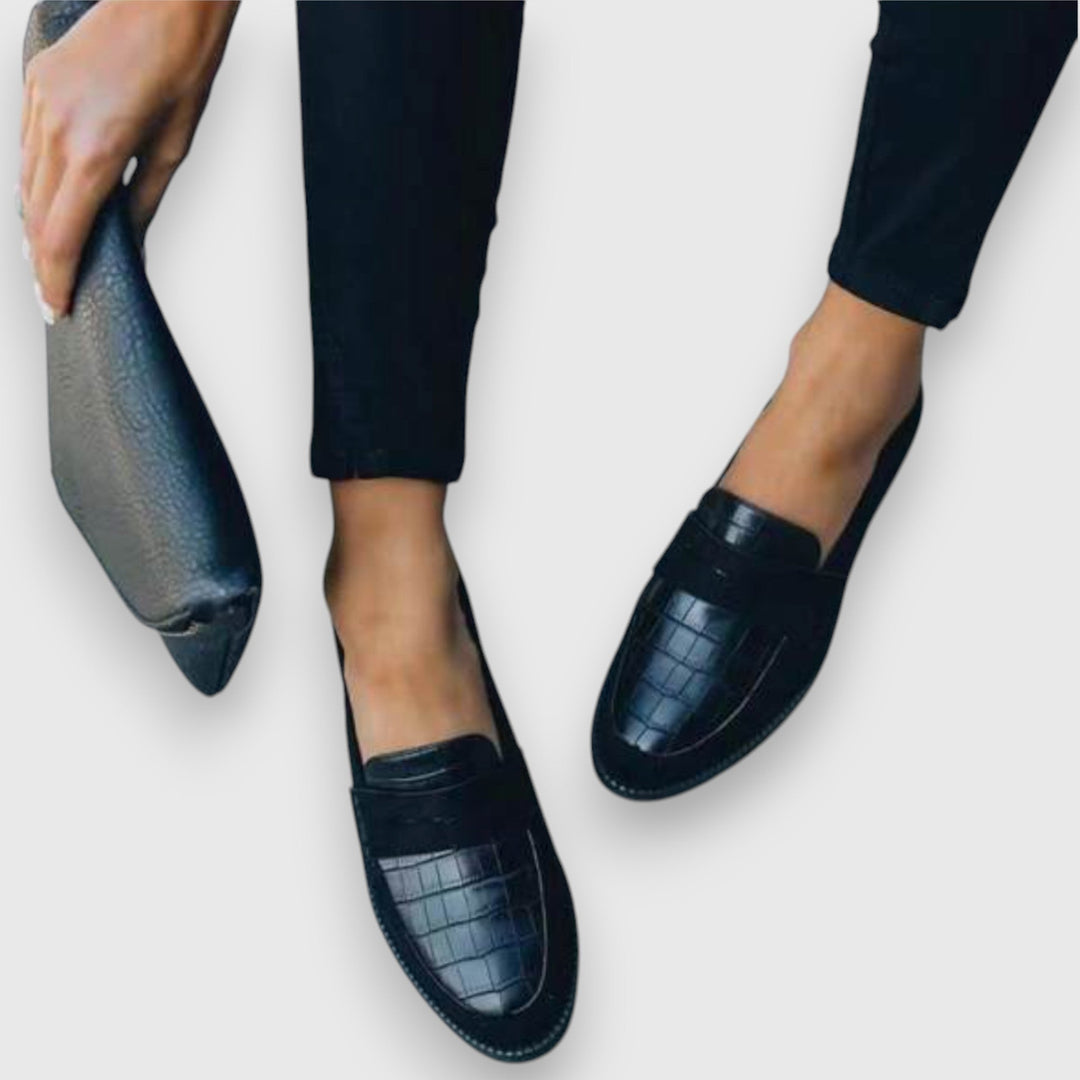 Damen Flache Leder Mokassins