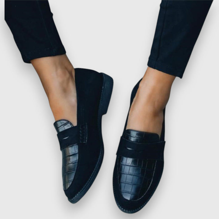 Damen Flache Leder Mokassins