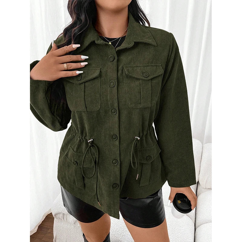 Modische Damen Cord Jacke mit Praktischen Taschen für Jeden Anlass 3