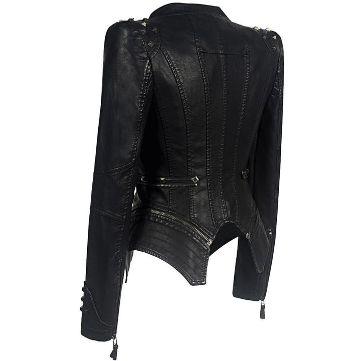 Modische schwarze Bikerjacke für Damen | Schlanke Passform und markante Details 1