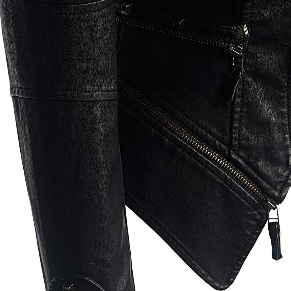 Modische schwarze Bikerjacke für Damen | Schlanke Passform und markante Details 2