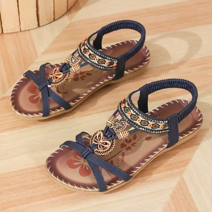 Damen Boho Flache Sommersandale