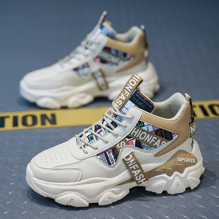 Damen Trendige Plateau Sneaker Mit Buchstaben Print Und Schnürung